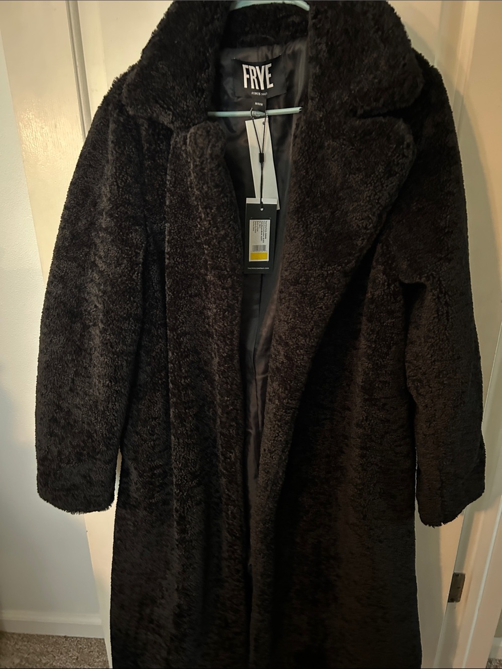 Frye Plush Teddy Coat in Deep Black
